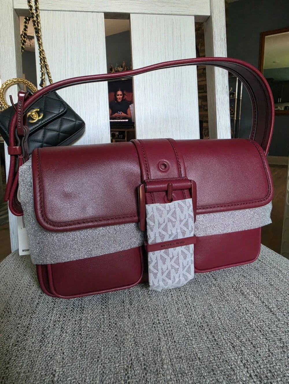 Michael Kors Burgundy Leather Shoulder Bag  Or Handbag